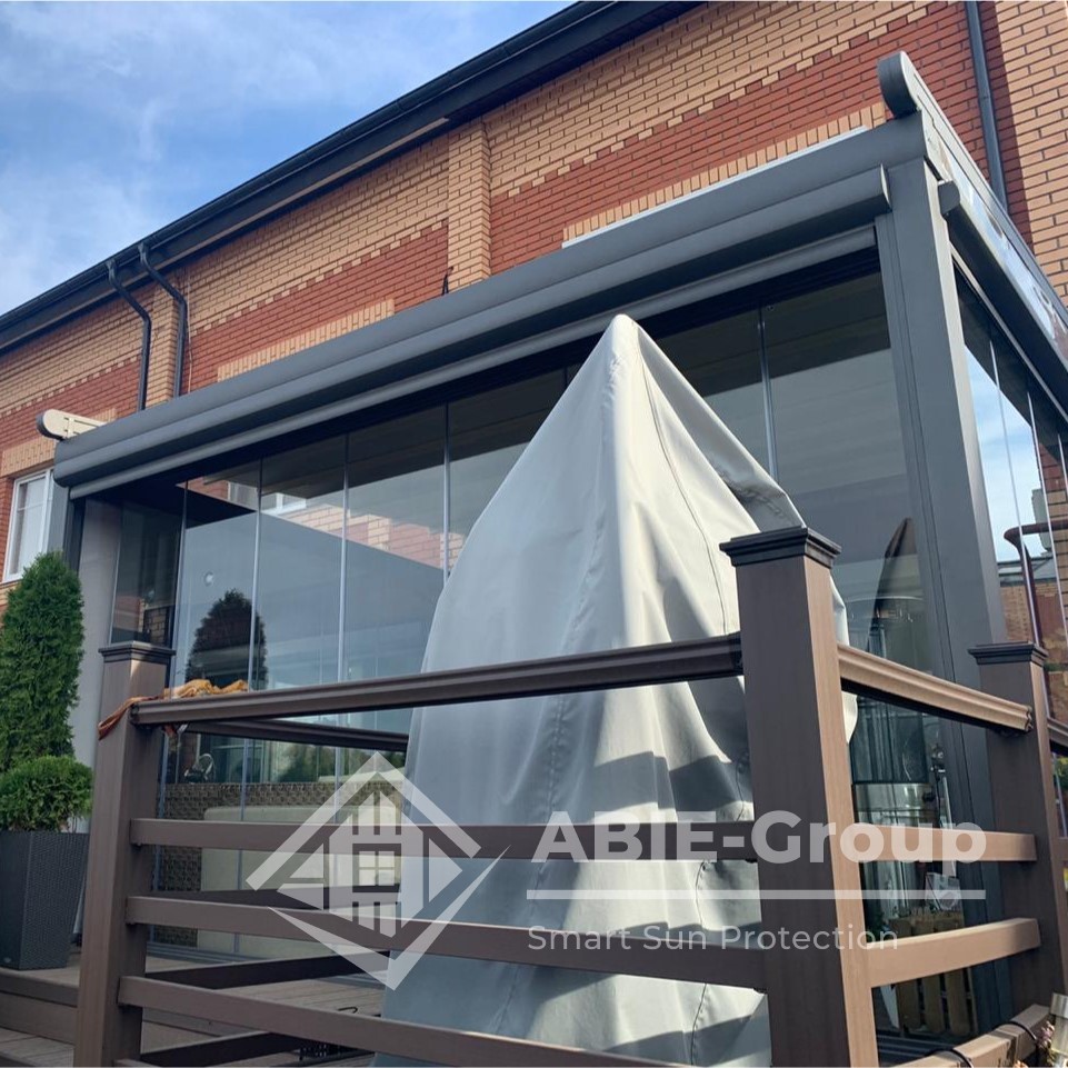 Выполненная работа перголы со сдвижным тентом